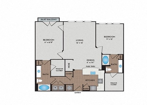 002  2 bedroom floor plan  2100 square feet  the residences at